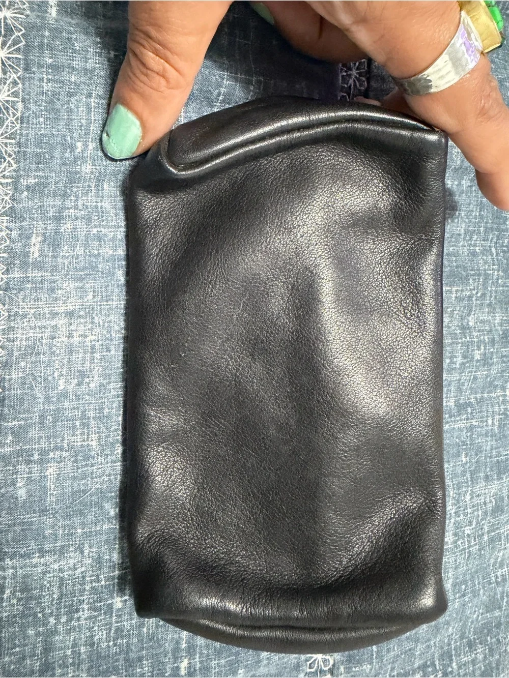 Versace Black Leather Cosmetic Pouch with Gold Medallion